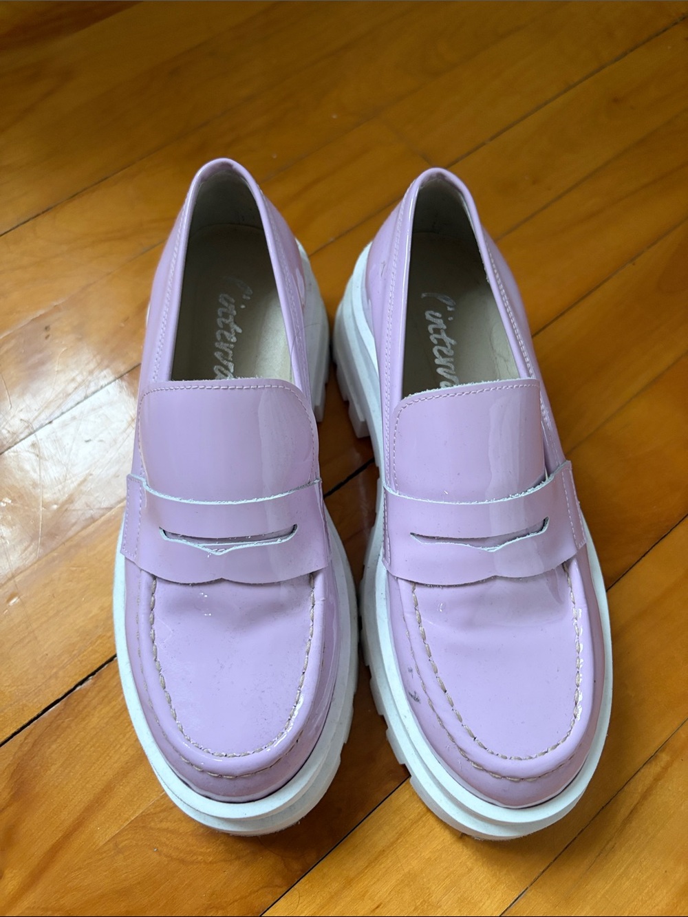 L'INTERVALLE Pastel Pink Patent Platform Loafers